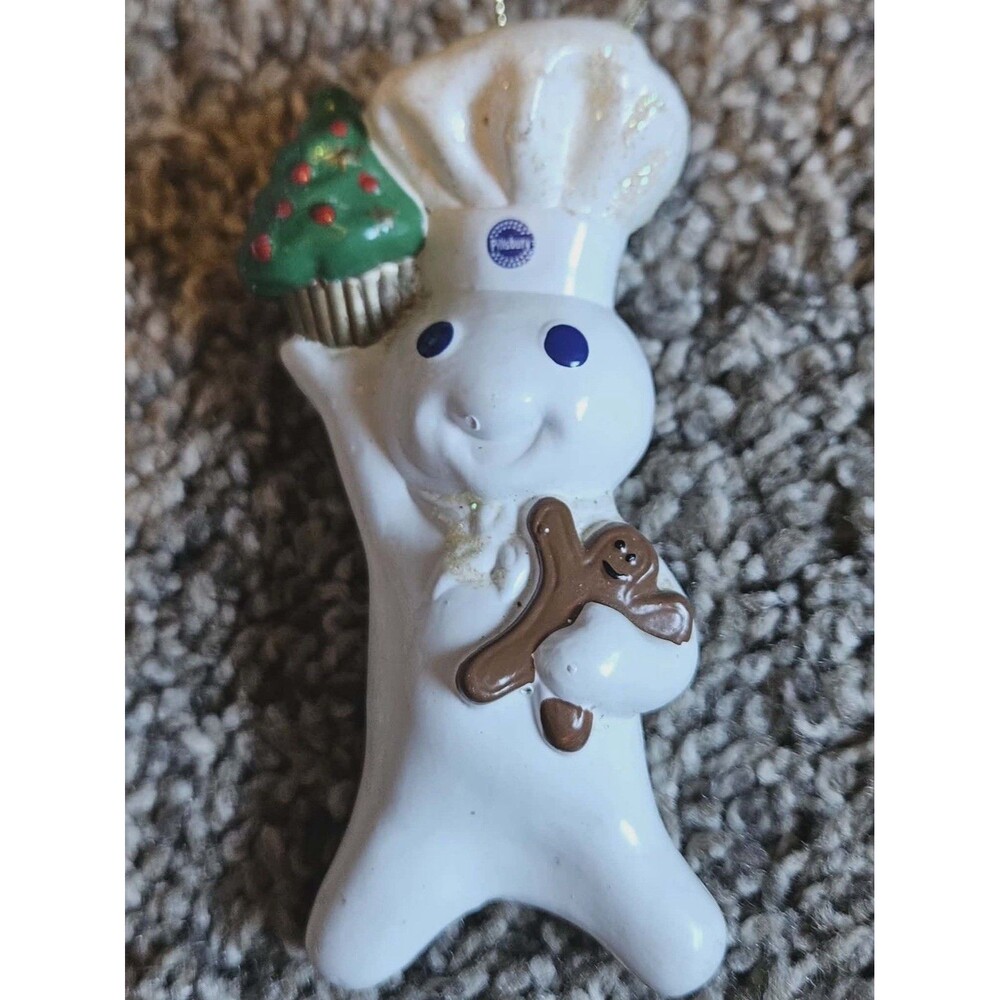 Vintage‎ 2001 Pillsbury Doughboy Christmas Ornament Poppin Fresh Cupcake
